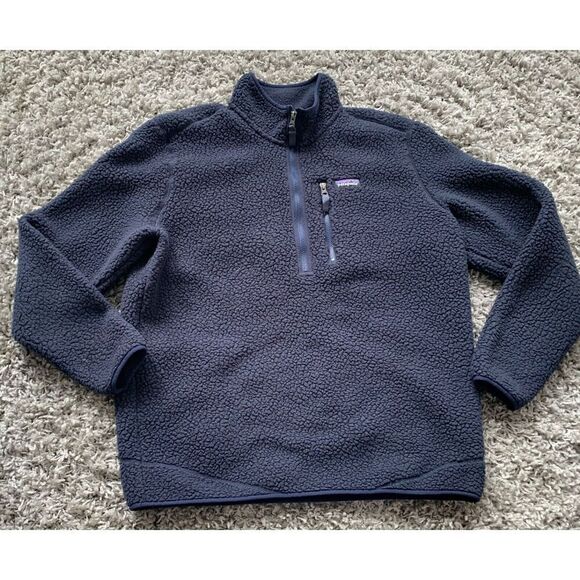 Patagonia Retro Deep Pile Fleece Half Zip Jacket SWEATER Blue Men’s XL - Picture 3 of 7